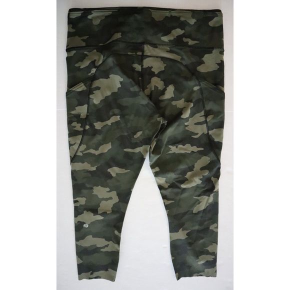 Lululemon Women's Sz 14 Green Camo Fast Free Hi-Rise Crop 23” Leggings - Picture 4 of 13